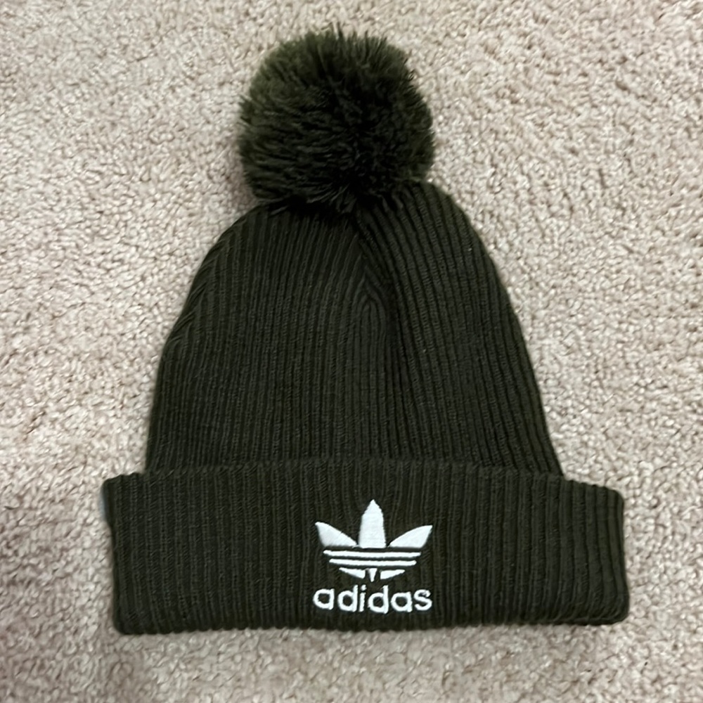 Army green adidas winter hat beanie